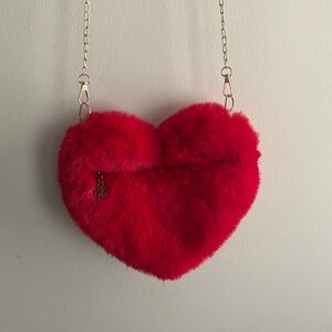 Fuzzy Red Heart Bag